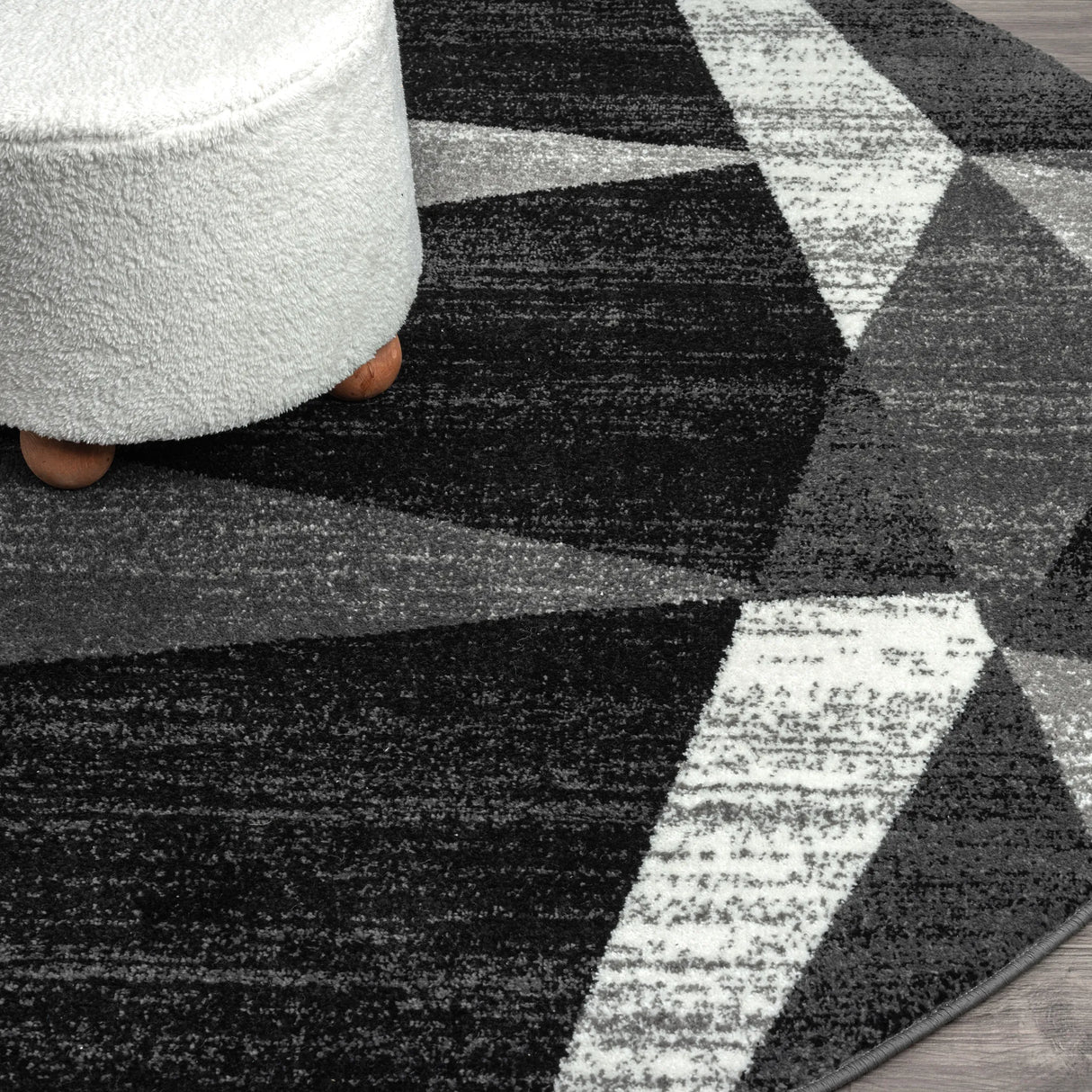 Adore Geometric Textural Rug – Grey