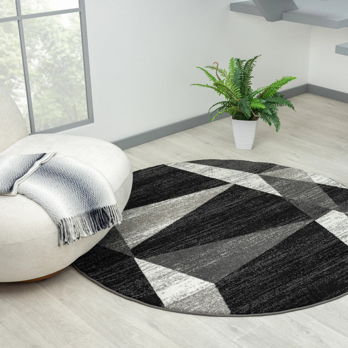 Adore Geometric Textural Rug – Grey