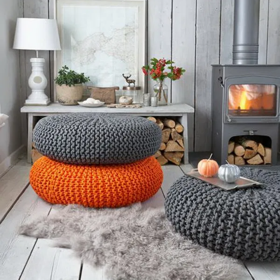 Braided Ottoman Pouffe Footstool Hand Knitted