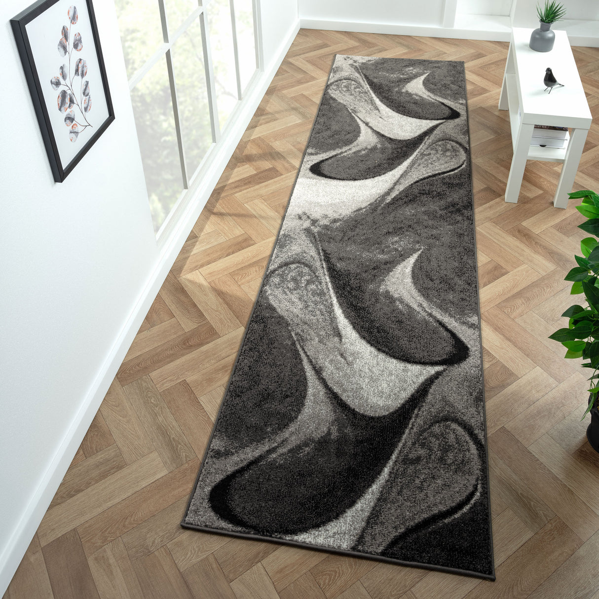 Adore Geometric Textural Rug – Grey