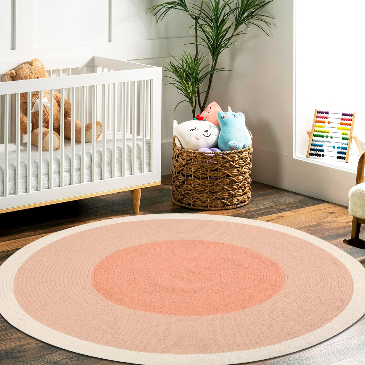 Bella Coral Off - White Braided Reversible Kids Rug